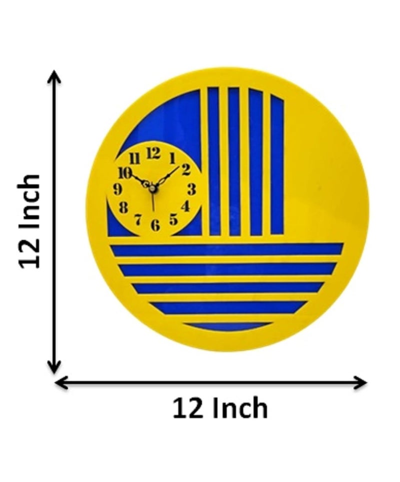 MASTANO Wall Clock Official 12" Acrylic Simple Numerical Round Shaped Easy to Read | Yellow & Blue|CL-32  - Image 2