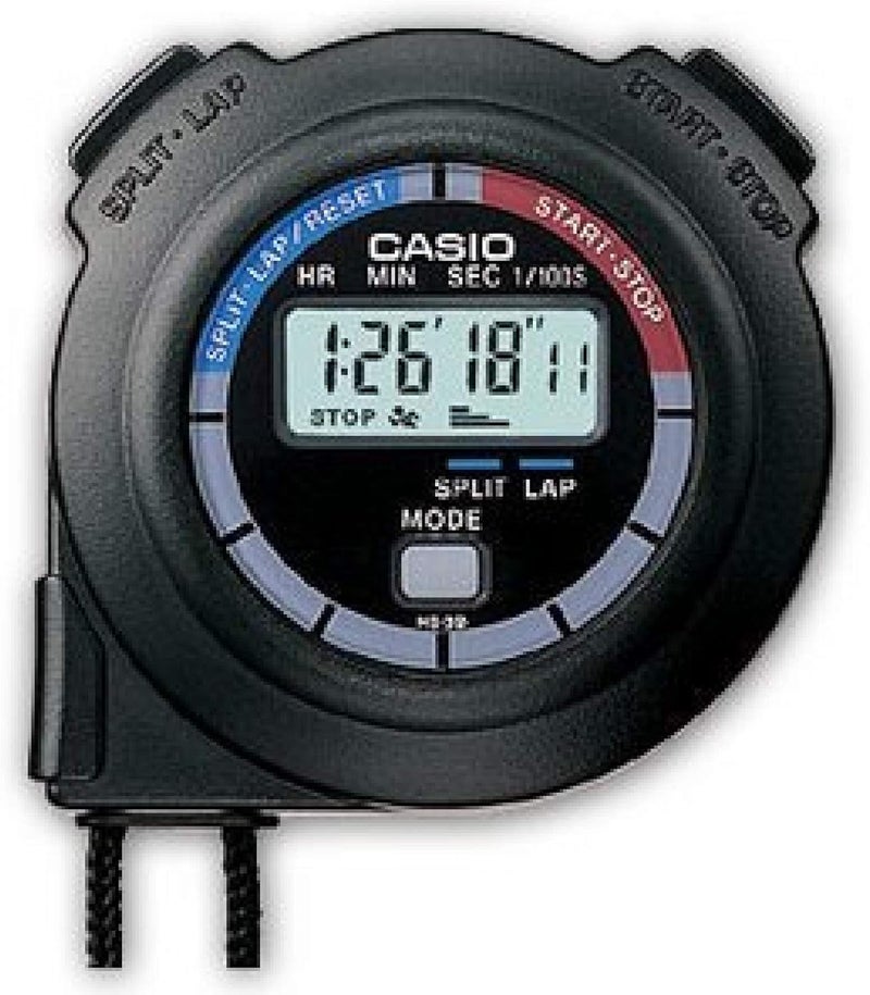 CASIO Digital Dial Synthetic Band Stop Watch - Hs-3V-1Rdt, Black Band, For Unisex - Image 1