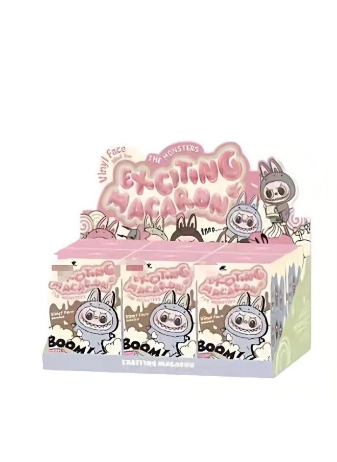 La Bubma Heart Macaron Vinyl Face Blind Box لعبة دمية قطيفة سلسلة مفاتيح قطيفة عصرية بالجملة - اللون: Brubu الجيل الأول المعين باللون البيج الرمادي - الارتفاع: 17 سم