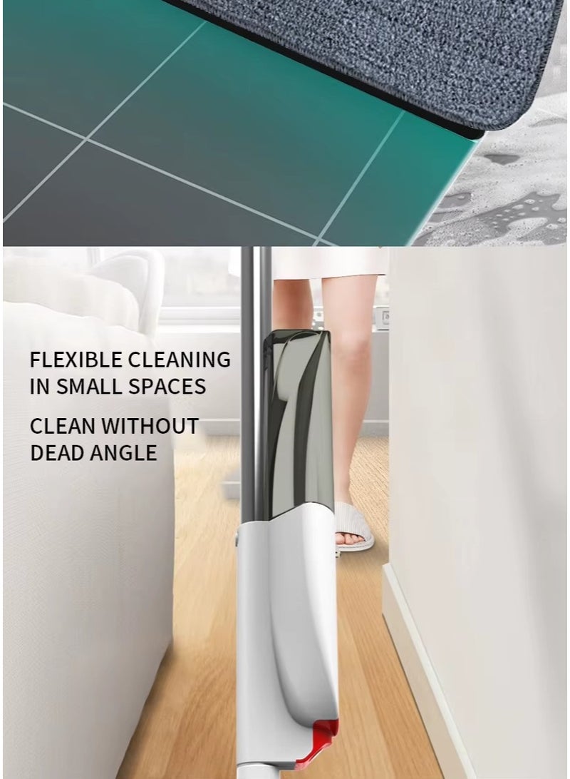 ماسحة أرضية مسطحة برشاش وشبّارة ماء 42×12 سم - رأس ميكروفايبر دوار 360°، تنظيف صحي للأرضيات الصلبة - Image 2