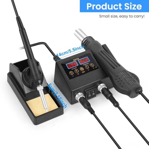 Serplex® 2-in-1 Soldering Station With LCD Display, 600W Hot Air Gun, Adjustable Temperature, Divided Switches, Fast-Heat, 3 Nozzles (5/8/10mm) & Holder, For SMD PCB Electronics Repair & Welding - Image 2