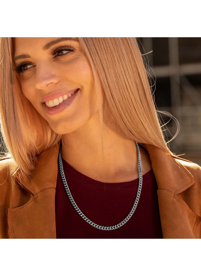 Lifetime Jewelry - Miami Curb Square Cut Cuban Link Chain Necklaces 24K Gold Plated (5Mm & 9.5Mm) (16 Inches 5Mm White Gold) - Image 1