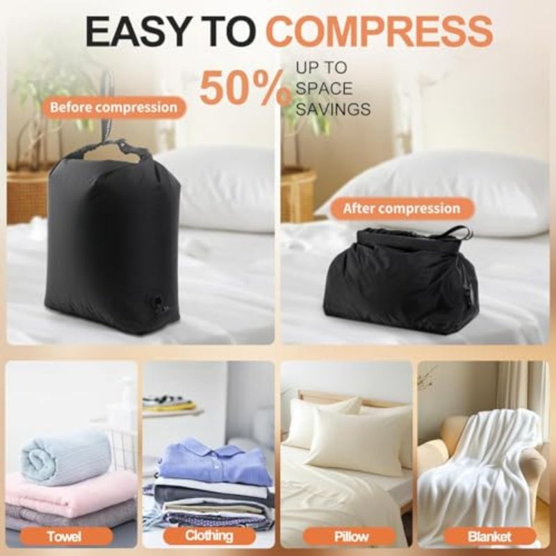 Travel Laundry Bag, Waterproof Vacuum Compression Wet and Dry Bags with Side Handles, Large Capacity Reusable Organizer for Dirty Clothes, Sports, Gym, Camping, Dorm, Black - Image 2
