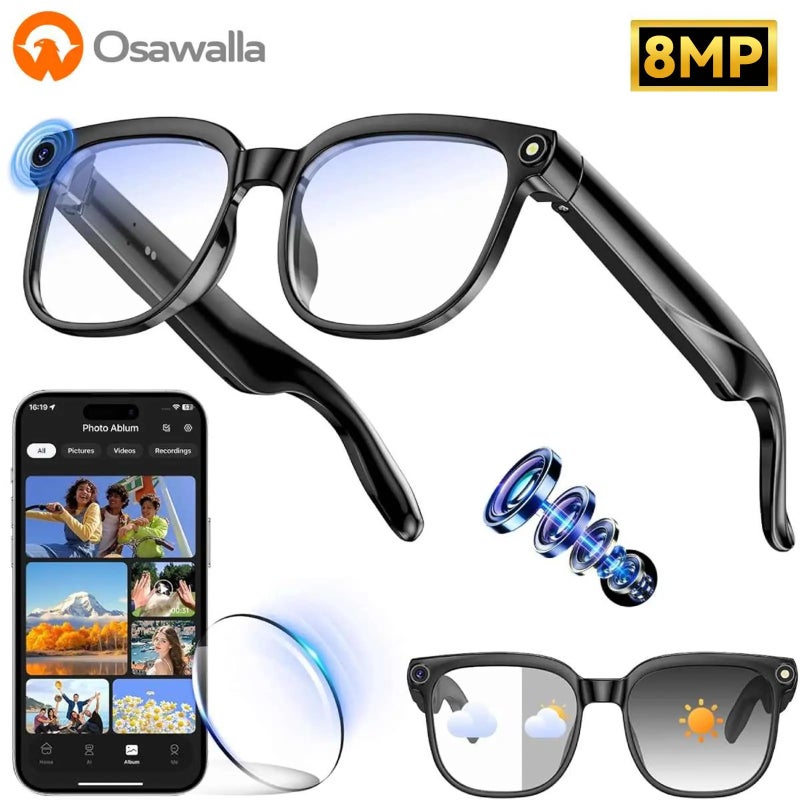 AI Smart Glasses with Camera & Translator - 1080P HD Photochromic for Hands-Free Vlogging and Outdoor  Audio - Image 2