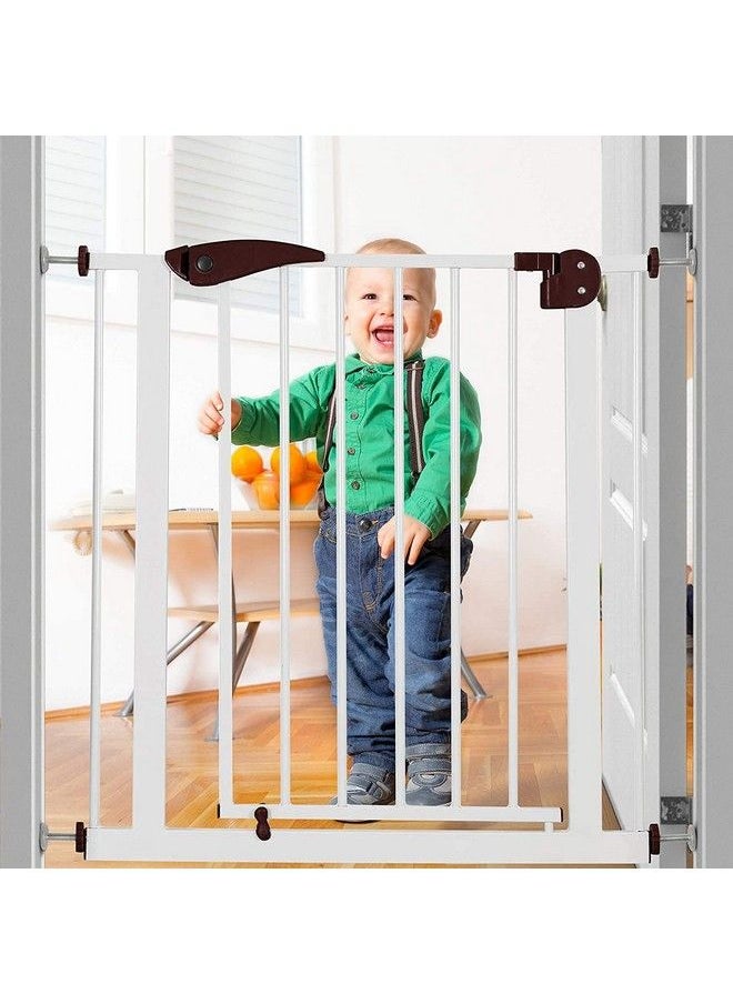 Safe-O-Kid Pure Metal Baby Safety Gate (7585 Cm) Adjustable 2 Way Auto Close Barrier For Stairs Door And Hallways Dog Pet Barrier Fencebrown  - Image 1
