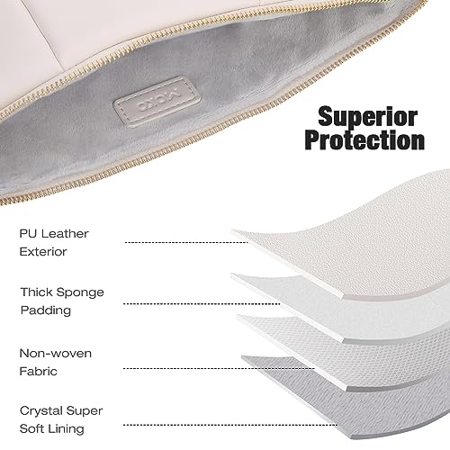 MoKo 9-11 Inch Puffy Tablet Sleeve Bag Fit with New 11-inch iPad Pro M4/iPad Air M2, iPad 10th Gen 10.9, iPad Pro 11, iPad Air 4/5th Gen 10.9, Built-in Elastic Band, PU Leather Carrying Case, White - Image 3