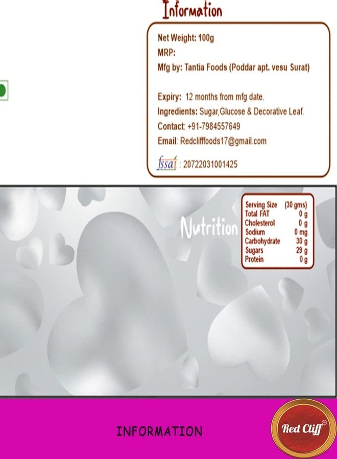 RED CLIFF Heart Shaped Sprinkles Ideal for Cake Decoration & Garnishing | 100g (White) - Image 4