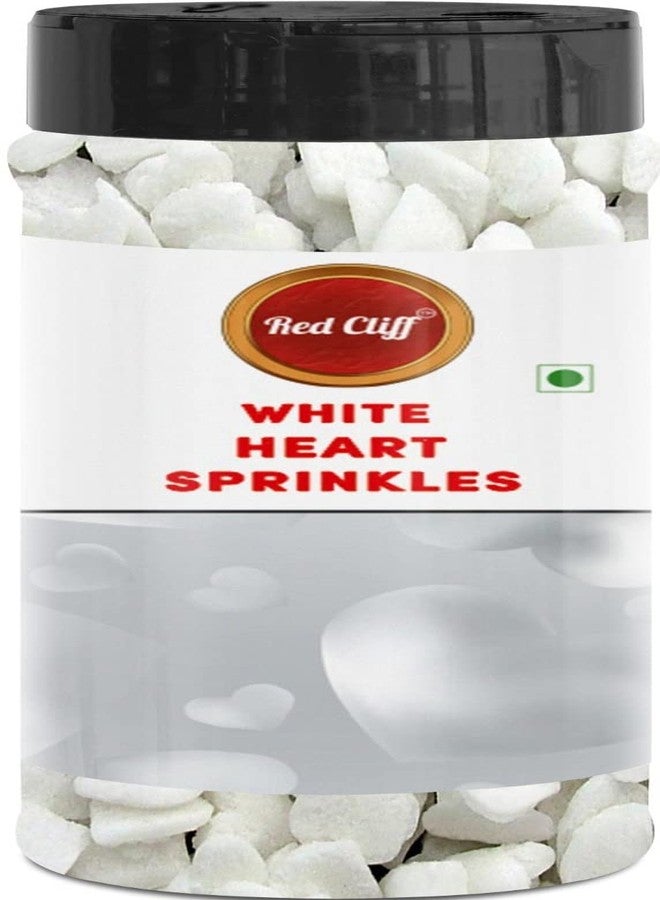 RED CLIFF Heart Shaped Sprinkles Ideal for Cake Decoration & Garnishing | 100g (White) - Image 1