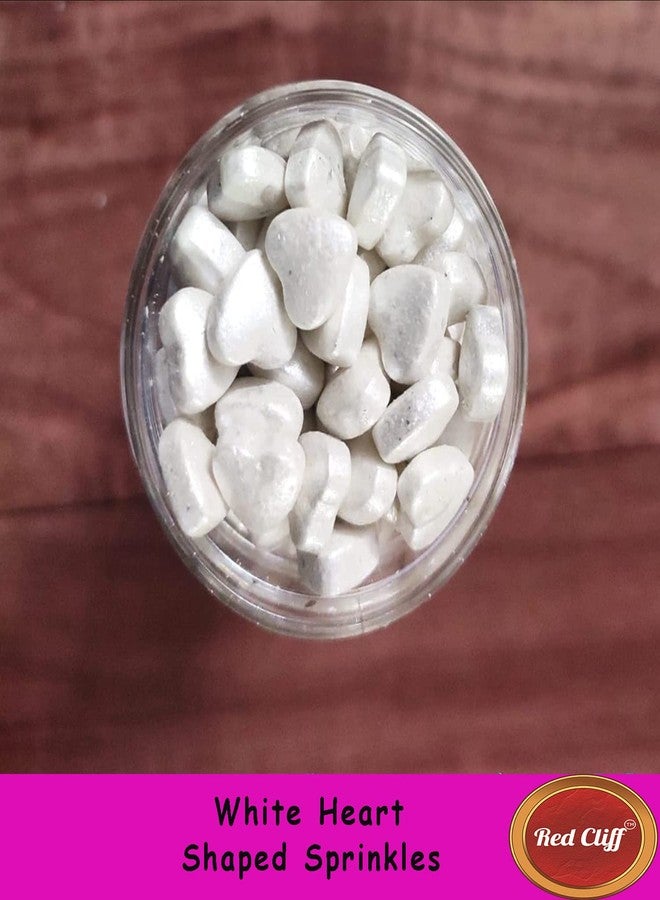 RED CLIFF Heart Shaped Sprinkles Ideal for Cake Decoration & Garnishing | 100g (White) - Image 2