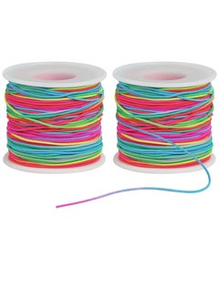 Bracelet String Elastic Cord,2 Rolls 1MM Stretchy String for Bracelet Making,Rainbow Elastic String Thread Rope for Bracelets,Jewelry Making,Necklaces, Beads,Sewing and DIY Crafts
