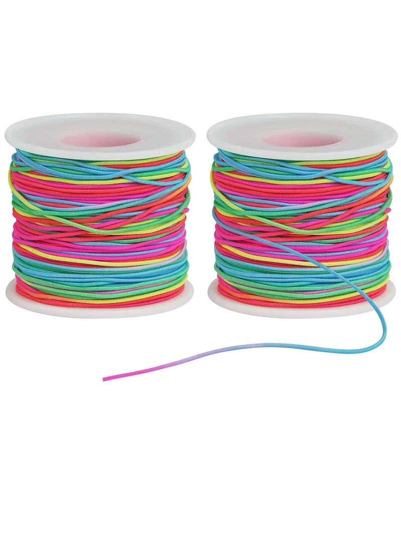General - Bracelet String Elastic Cord,2 Rolls 1MM Stretchy String for Bracelet Making,Rainbow Elastic String Thread Rope for Bracelets,Jewelry Making,Necklaces, Beads,Sewing and DIY Crafts - Image 1