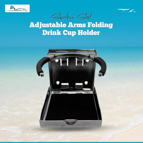 Marine City Stainless Steel Adjustable Arms Folding Drink Cup Holder 2-5/8 Inches to 3-1/2 Inches for Marines – Boats – Ships – Yachts (Pack of 1) (Large) - Image 2