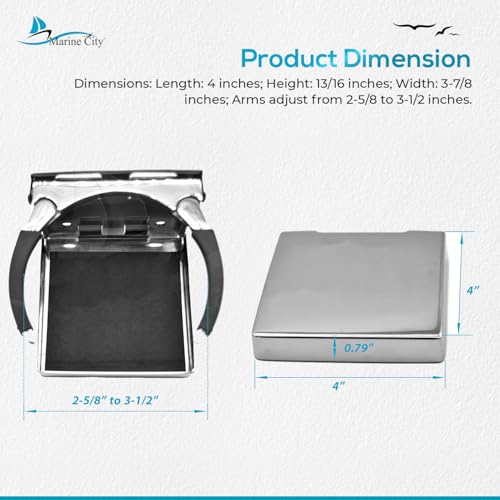 Marine City Stainless Steel Adjustable Arms Folding Drink Cup Holder 2-5/8 Inches to 3-1/2 Inches for Marines – Boats – Ships – Yachts (Pack of 1) (Large) - Image 5