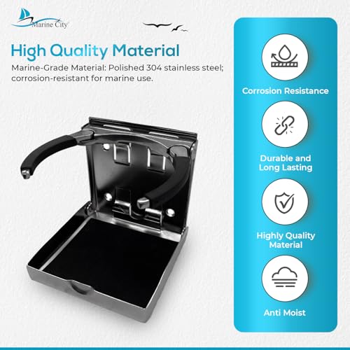 Marine City Stainless Steel Adjustable Arms Folding Drink Cup Holder 2-5/8 Inches to 3-1/2 Inches for Marines – Boats – Ships – Yachts (Pack of 1) (Large) - Image 3