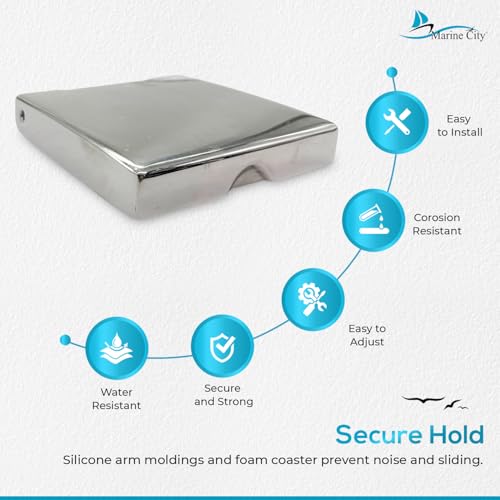 Marine City Stainless Steel Adjustable Arms Folding Drink Cup Holder 2-5/8 Inches to 3-1/2 Inches for Marines – Boats – Ships – Yachts (Pack of 1) (Large) - Image 4