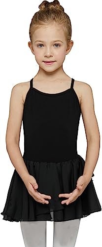 MdnMd Black Toddler Girls Dance Leotard with Ballet Tutu Skirt Ballerina Outfit Dress Camisole (Age 4-6 / 4t,5t) - Image 1
