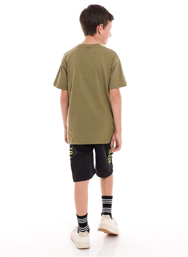 victor and jane - Mesh Pocket Printed T-Shirt & Shorts Set by Styli - Image 1