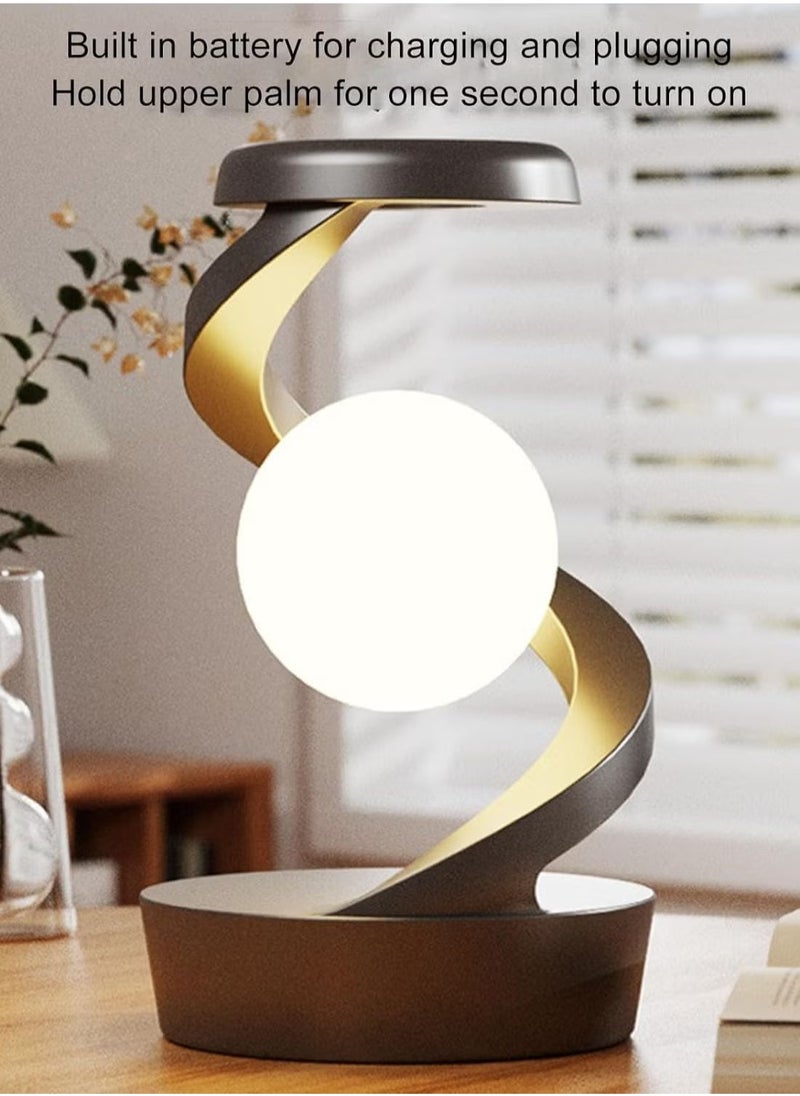 ELTRAZONE Modern Spiral Bedside Lamp, Innovative 3D Visual Levitation Ball LED Table Lamp, Bedside Night Light for Bedroom, Living Room, Office (Gray) – Unique Floating Light with Stylish Design - Image 5