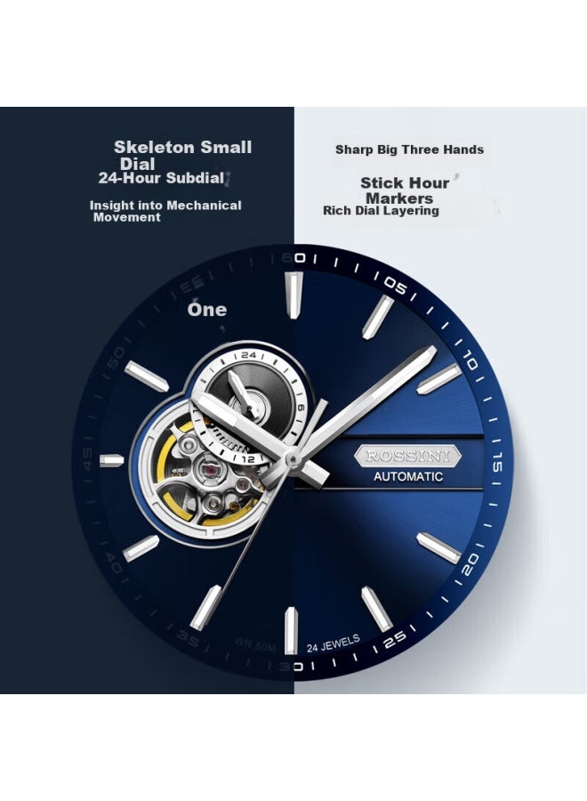 Rossini Men's Automatic Mechanical Skeleton Watch Stainless Steel Genuine Brand Men's New Year Birthday Gift For Boyfriend - Image 4