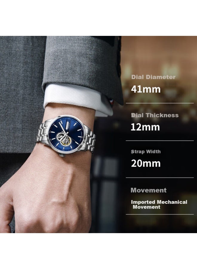Rossini Men's Automatic Mechanical Skeleton Watch Stainless Steel Genuine Brand Men's New Year Birthday Gift For Boyfriend - Image 2