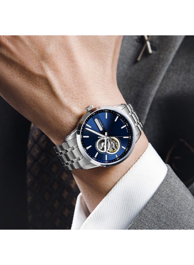 Rossini Men's Automatic Mechanical Skeleton Watch Stainless Steel Genuine Brand Men's New Year Birthday Gift For Boyfriend - Image 1