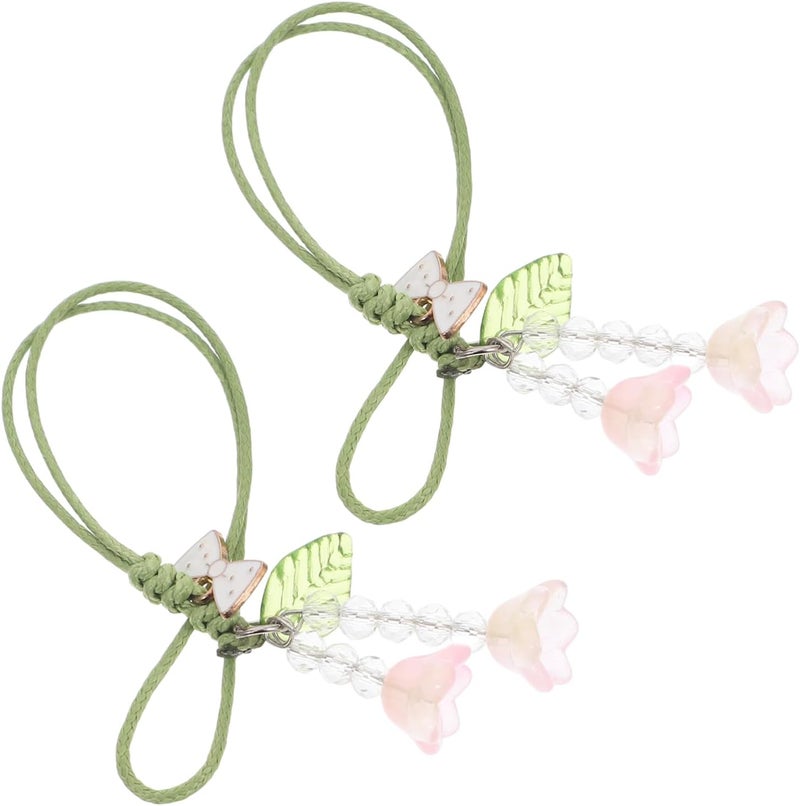 2pcs Flower Charm Cell Phone Lanyard Keychain Wrist Strap for Keys Phone Accessories Unique Decorative Hanging Chain for Women Teens Durable Easy to Install for Car Daily Use - Image 1