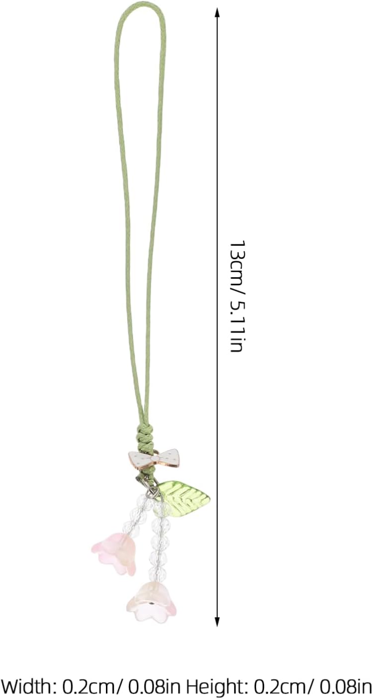 2pcs Flower Charm Cell Phone Lanyard Keychain Wrist Strap for Keys Phone Accessories Unique Decorative Hanging Chain for Women Teens Durable Easy to Install for Car Daily Use - Image 2