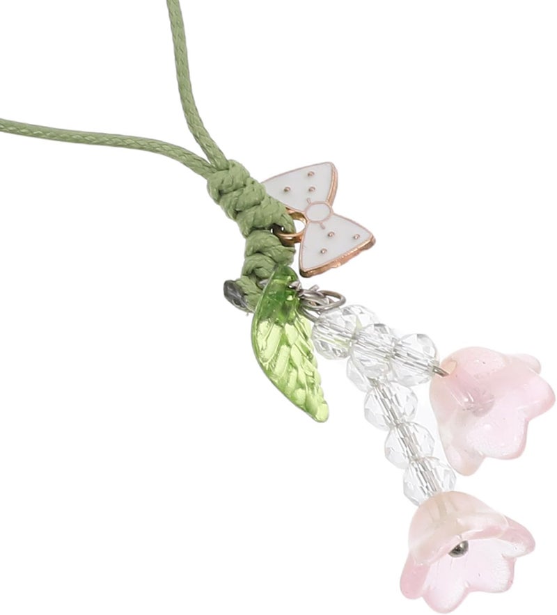 2pcs Flower Charm Cell Phone Lanyard Keychain Wrist Strap for Keys Phone Accessories Unique Decorative Hanging Chain for Women Teens Durable Easy to Install for Car Daily Use - Image 3
