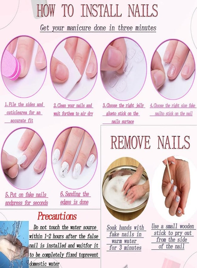 ANZAILALA 24pcs Press On Nails, Short Fake Nails Set, Reusable Artificial Nails for Women Nails Extension Kit with Nail Stickers - Image 5