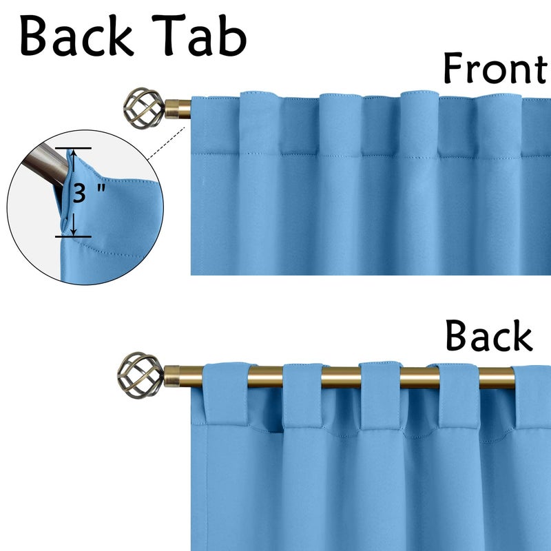 BGment Rod Pocket and Back Tab Curtains for Bedroom - Thermal Insulated Room Darkening Curtains for Living Room  2 Window Curtain Panels (38 x 45 Inch  Sky Blue) - Image 3
