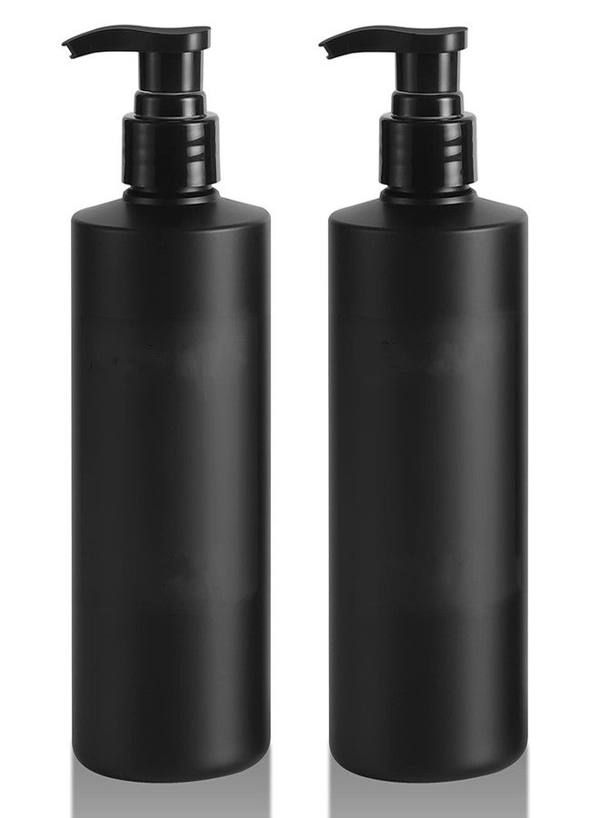 JiatuA Hand Soap Dispenser Plastic Pump Bottles with Waterproof Label for Bathroom Kitchen, Empty Refillable Liquid Container, 16 oz Black 2 Pack - Image 1