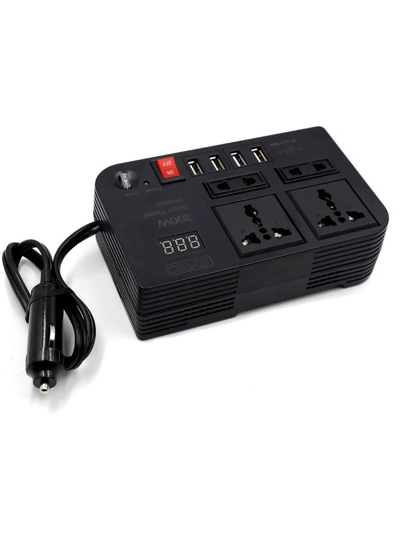 ELTRAZONE 200W Car Power Inverter DC 12V To 220V AC Converter LED Display Sockets Modified Sine Wave Power Inverter With 4 USB Ports For Laptop Car Plug Adapter Car Power Inverter Car Charger Fast Charger  - Image 1