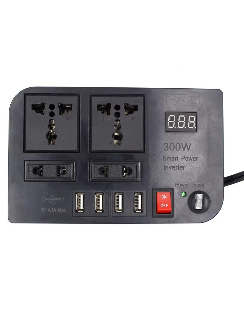ELTRAZONE 200W Car Power Inverter DC 12V To 220V AC Converter LED Display Sockets Modified Sine Wave Power Inverter With 4 USB Ports For Laptop Car Plug Adapter Car Power Inverter Car Charger Fast Charger  - Image 2