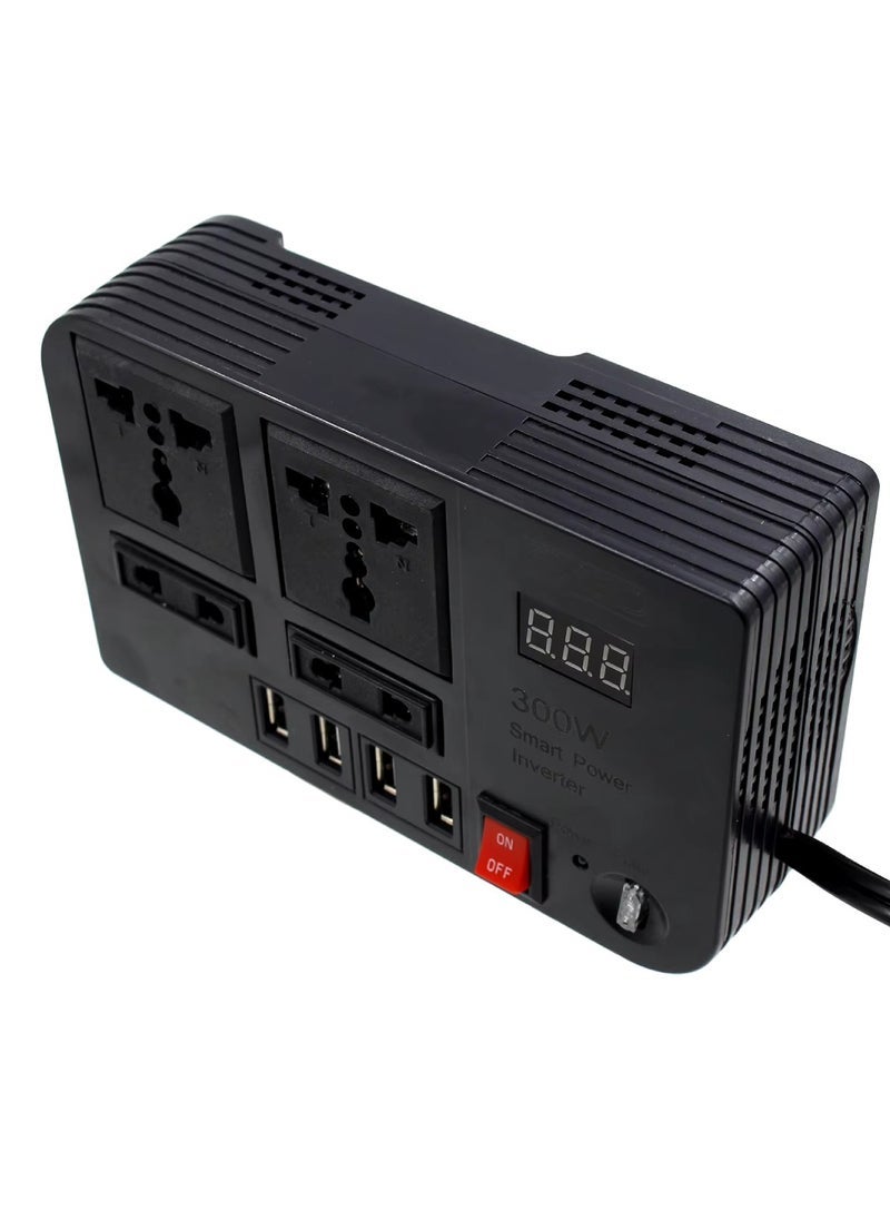 ELTRAZONE 200W Car Power Inverter DC 12V To 220V AC Converter LED Display Sockets Modified Sine Wave Power Inverter With 4 USB Ports For Laptop Car Plug Adapter Car Power Inverter Car Charger Fast Charger  - Image 4