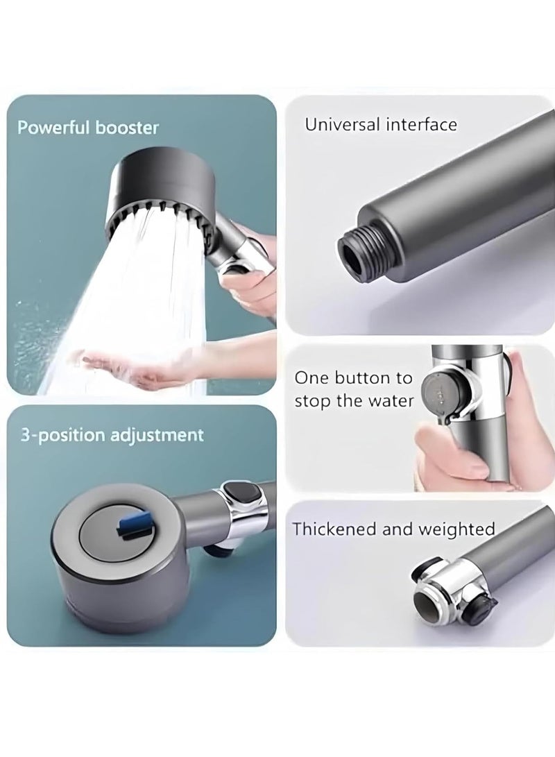 Loquat New Generation 3-Function Water-Saving Pressurized Shower Head with Massage Tip, Filter, Stop on - Image 4