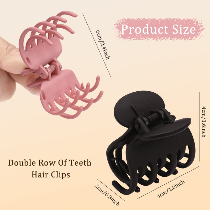 Jelyne 12 Pcs Double Row Teeth Claw Clips 1.6" Medium Jaw Clips - Matte and Shiny Small Hair Accessories for Thin, Short Hair Half-Updo Hairstyles for Women and Girls - Image 2