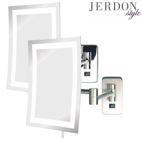 JERDON Rectangular 6.5-Inch x 9-Inch Wall Mount Mirror - Makeup Mirror with 5X Magnification and 15.5-Inch Wall Extension - Nickel Finish - Model JRT710NL - Image 5