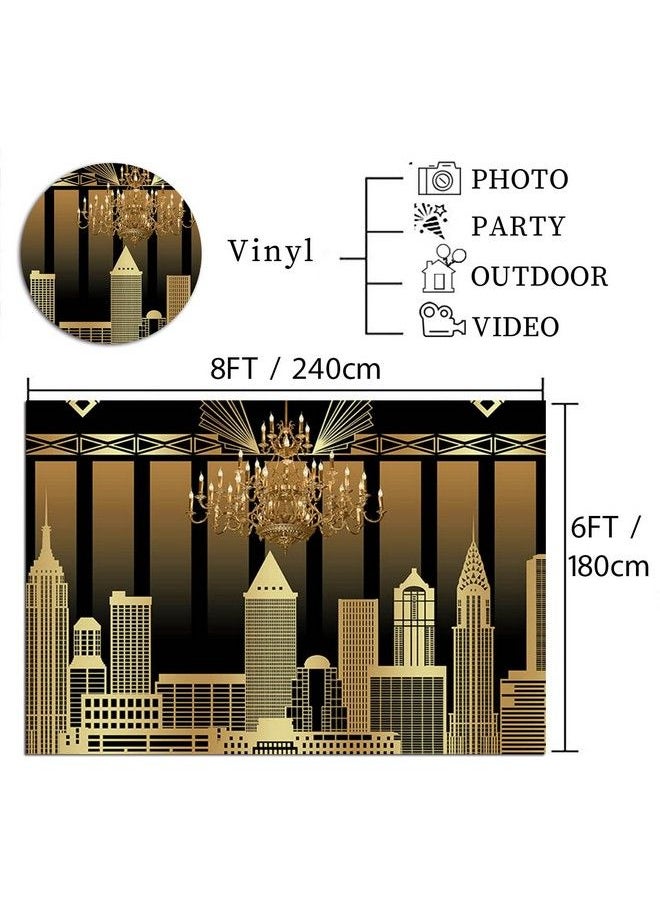Fanghui - Vinyl 8X6Ft Roaring 20S Themed Photography Backdrop 1920S Retro Roaring Photo Background Wedding Party Decoration Birthday Bridal Shower Photo Shoot Booth - Image 1
