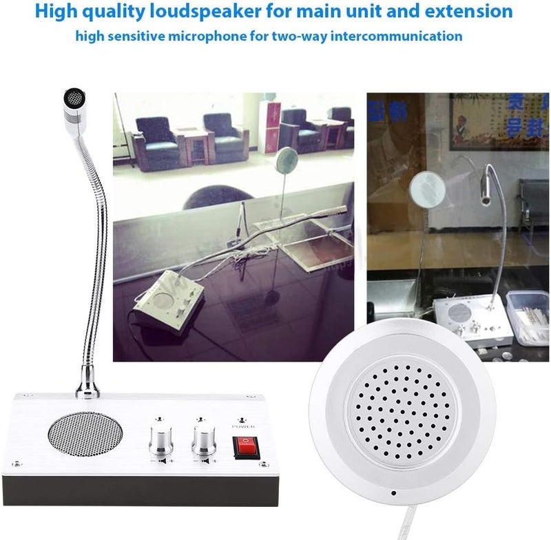 woobles Intercom Dual Way System,Mic Speaker Window Counter Interphone Drive Thru Speaker through Store Glass Counter Interphone for Bank Office Store Bus Station Security Company - Image 3