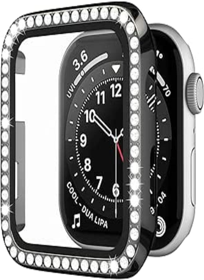 Next Next store Compatible with iwatch 40mm Series 6/5/4 Case with Tempered Glass Screen Protector, Bling Crystal Slim Protective Cover for iWatch Women Men (Black) 