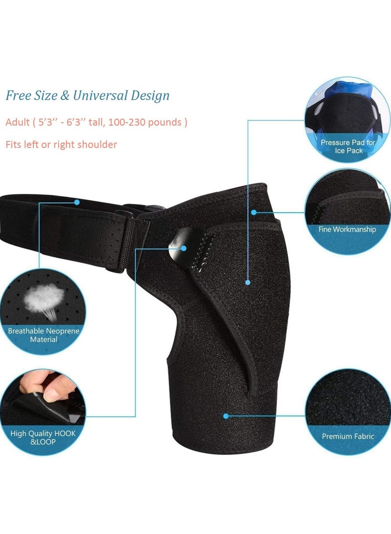 Shoulder Support Brace with Pressure Pad for Men Women, Adjustable Shoulder Brace for Torn Rotator Cuff, Pain, Fits Right or Left Shoulder - Image 2
