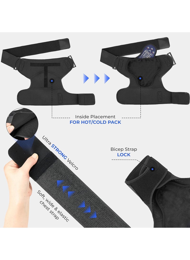 Shoulder Support Brace with Pressure Pad for Men Women, Adjustable Shoulder Brace for Torn Rotator Cuff, Pain, Fits Right or Left Shoulder - Image 4