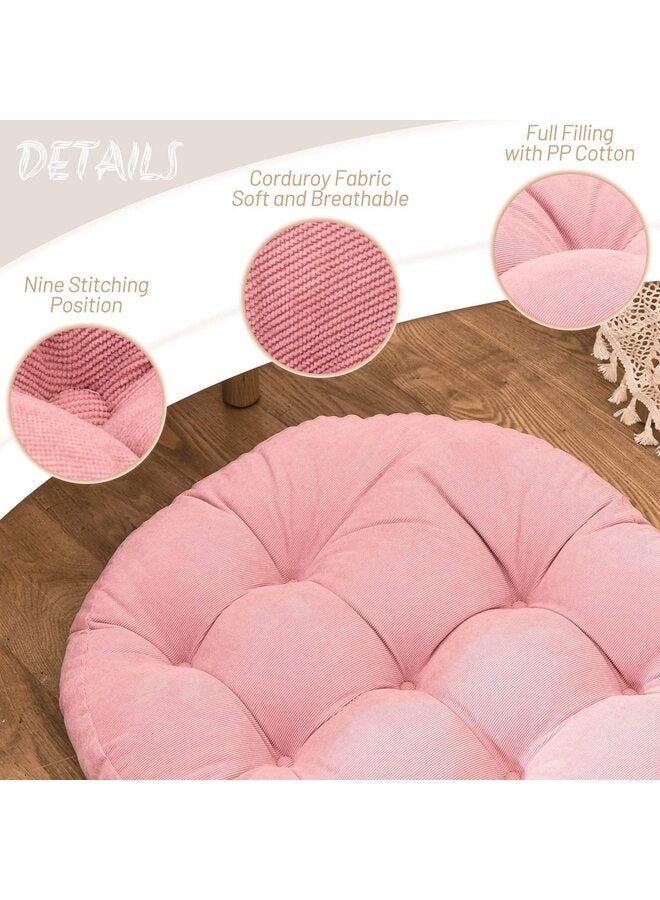 يُسلِّم وسادة أرضية مستديرة بلون موحد، وسادة مقعد مبطنة سميكة من قماش مخملي مخملي لكرسي الأرضية/اليوغا/الشرفة/التاتامي/التأمل/المكتب/الأنشطة الخارجية، لون وردي - Image 4