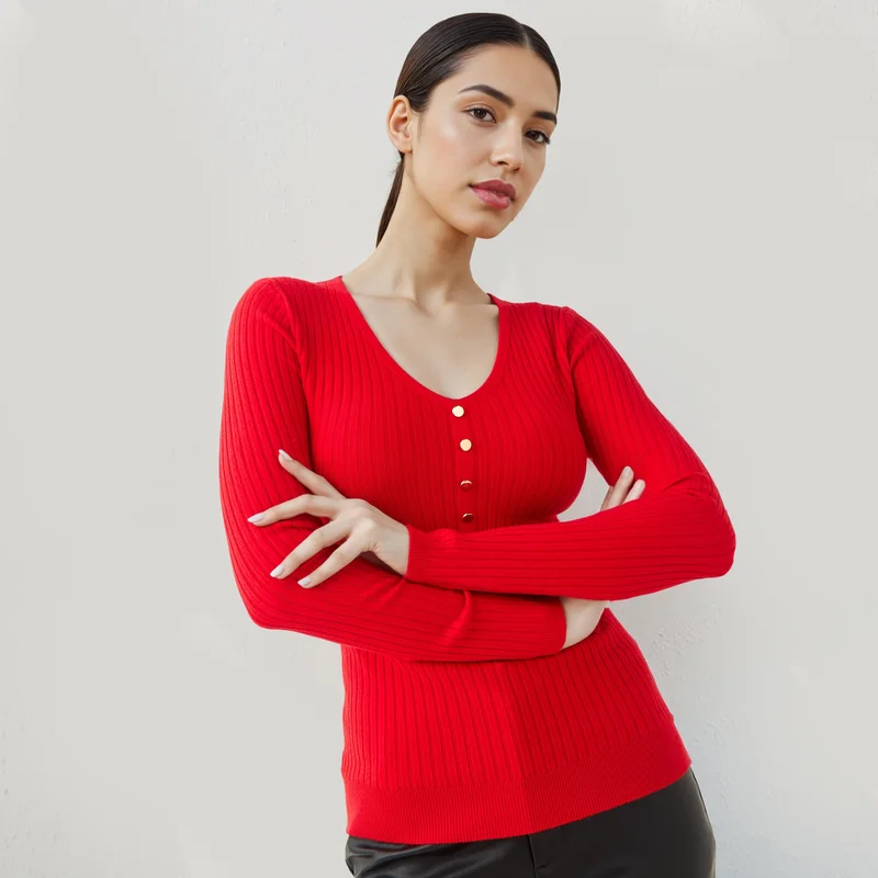 2Xtremz 2Xtremz Ribbed V-neck Sweater