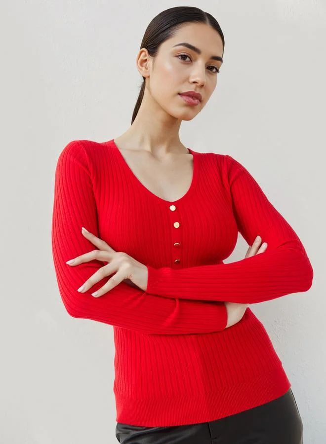 2Xtremz 2Xtremz Ribbed V-neck Sweater