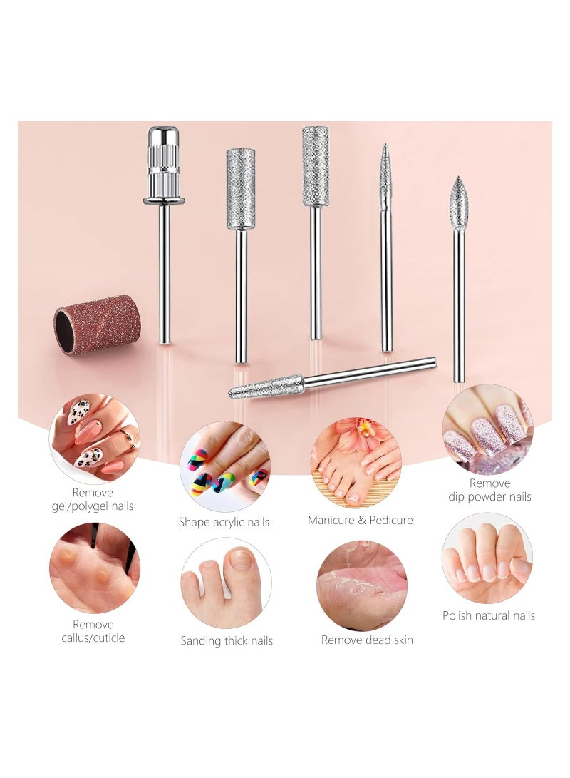 Professional Nail Drill 35000 RPM Electric Rechargeable Acrylic Gel Grinder Tool with 6 Metal Nail Drill Bits Acrylic Gel Nail DIY Manicure Pedicure Tools for Manicure Pedicure Carve Polish  - Image 5