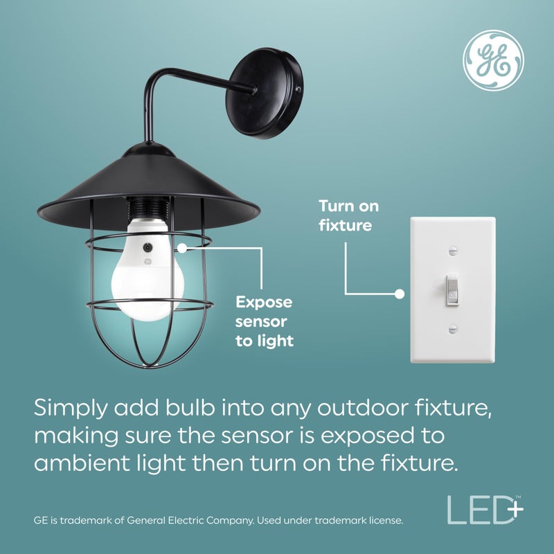 GE LED+ Dusk to Dawn LED Light Bulbs, Automatic On/Off Outdoor Security Lights, Soft White, E12 Candelabra Base (2 Pack) - Image 3