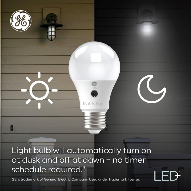 GE LED+ Dusk to Dawn LED Light Bulbs, Automatic On/Off Outdoor Security Lights, Soft White, E12 Candelabra Base (2 Pack) - Image 4