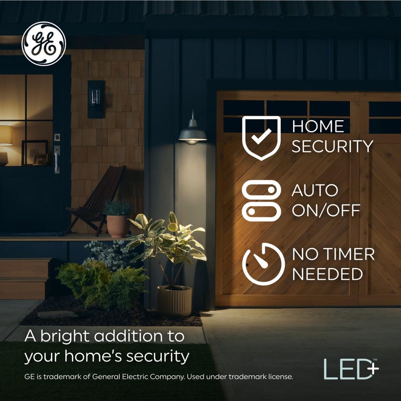 GE LED+ Dusk to Dawn LED Light Bulbs, Automatic On/Off Outdoor Security Lights, Soft White, E12 Candelabra Base (2 Pack) - Image 5