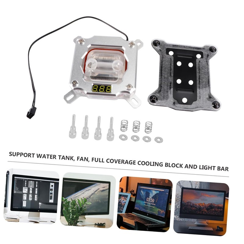 جوفوني وحدة المعالجة المركزية عرض درجة الحرارة الرقمية غطاء تبريد كامل تغطية المشتت الحراري الفضي - Image 5